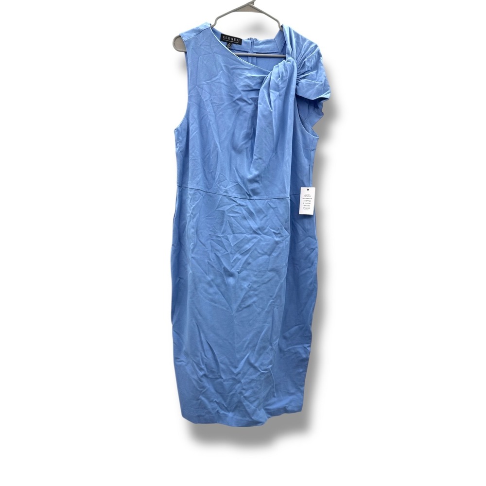 Eloquii NWT Blue‎ Sheath Dress Size 20 Sleeveless Bow Neck Career Formal